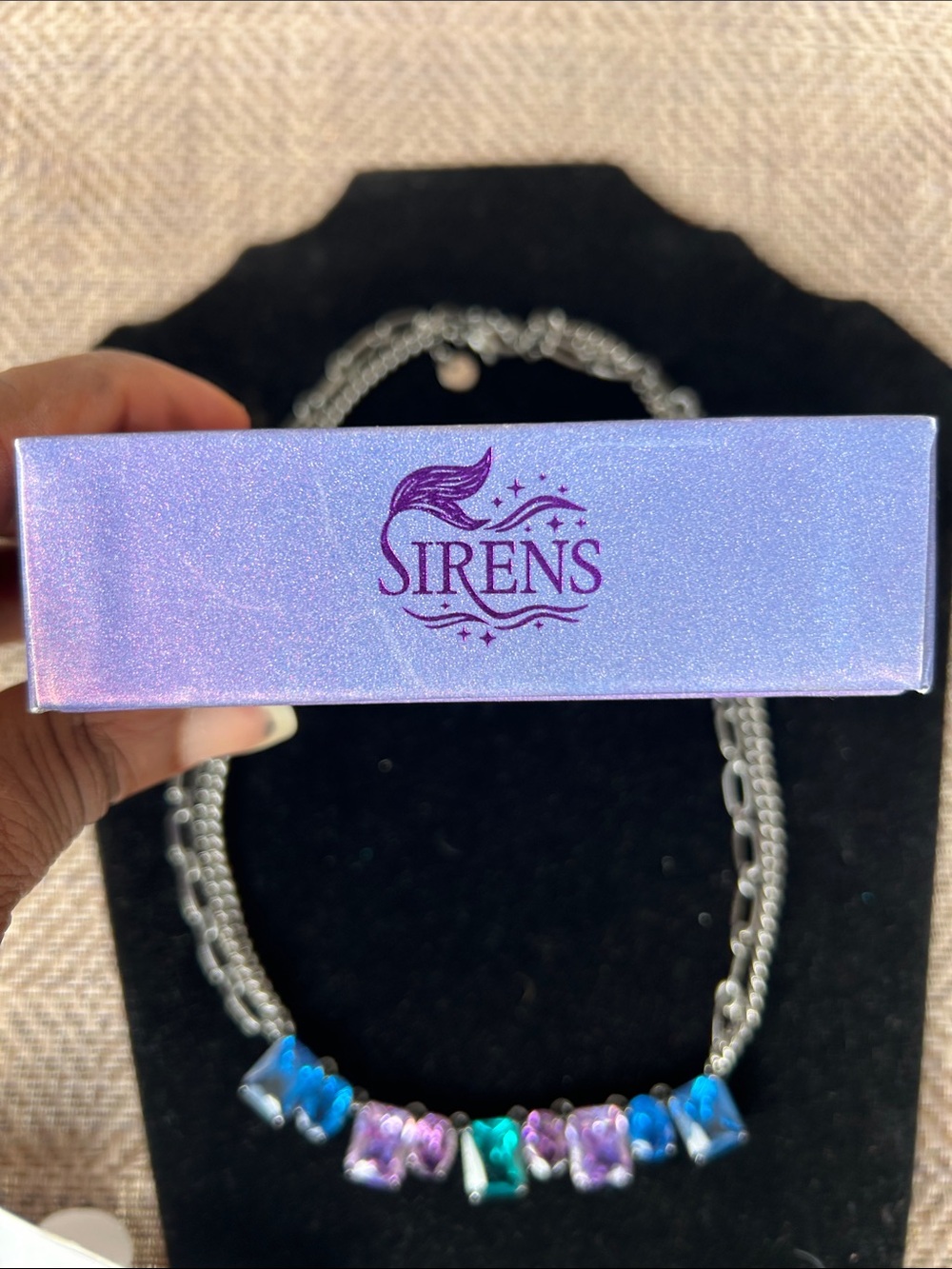 Bomb Party Sirens Collection Midnight Currents Colorful CZ gem necklace. - Picture 4 of 5